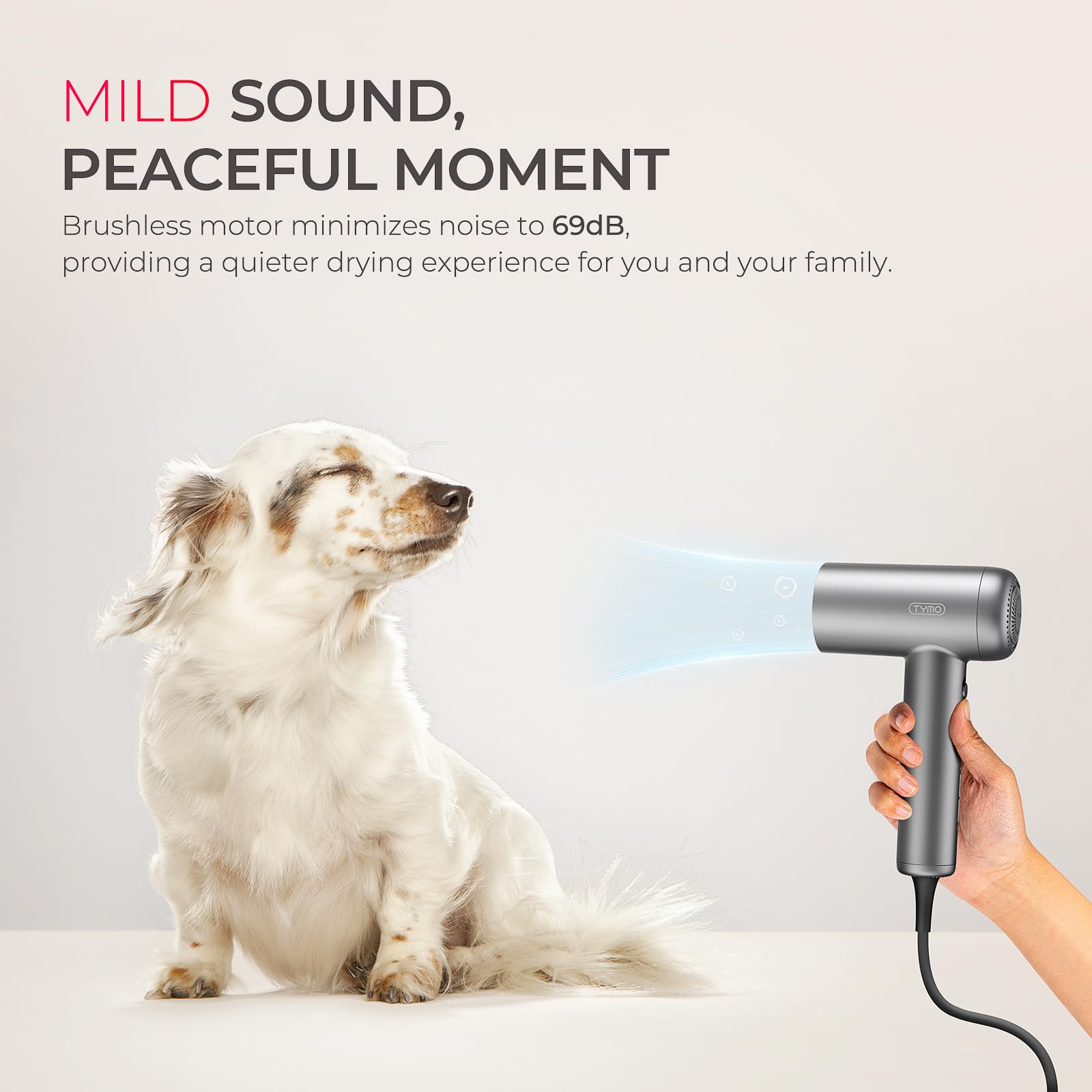 TYMO AIRHYPE Lite ultra-lightweight body for portable styling.