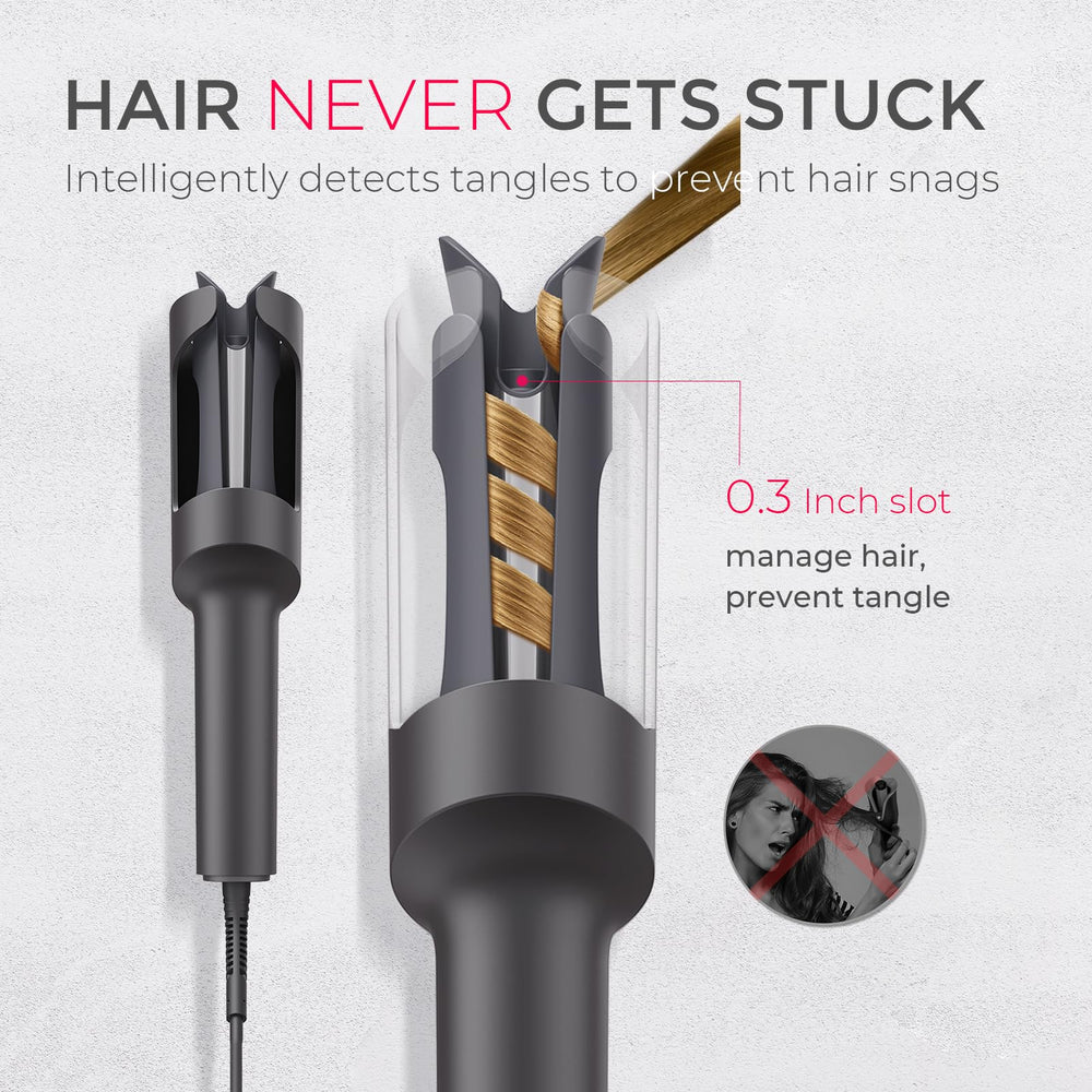 TYMO CURLPRO anti-tangle mechanism prevents snagging for smooth, reliable curling.