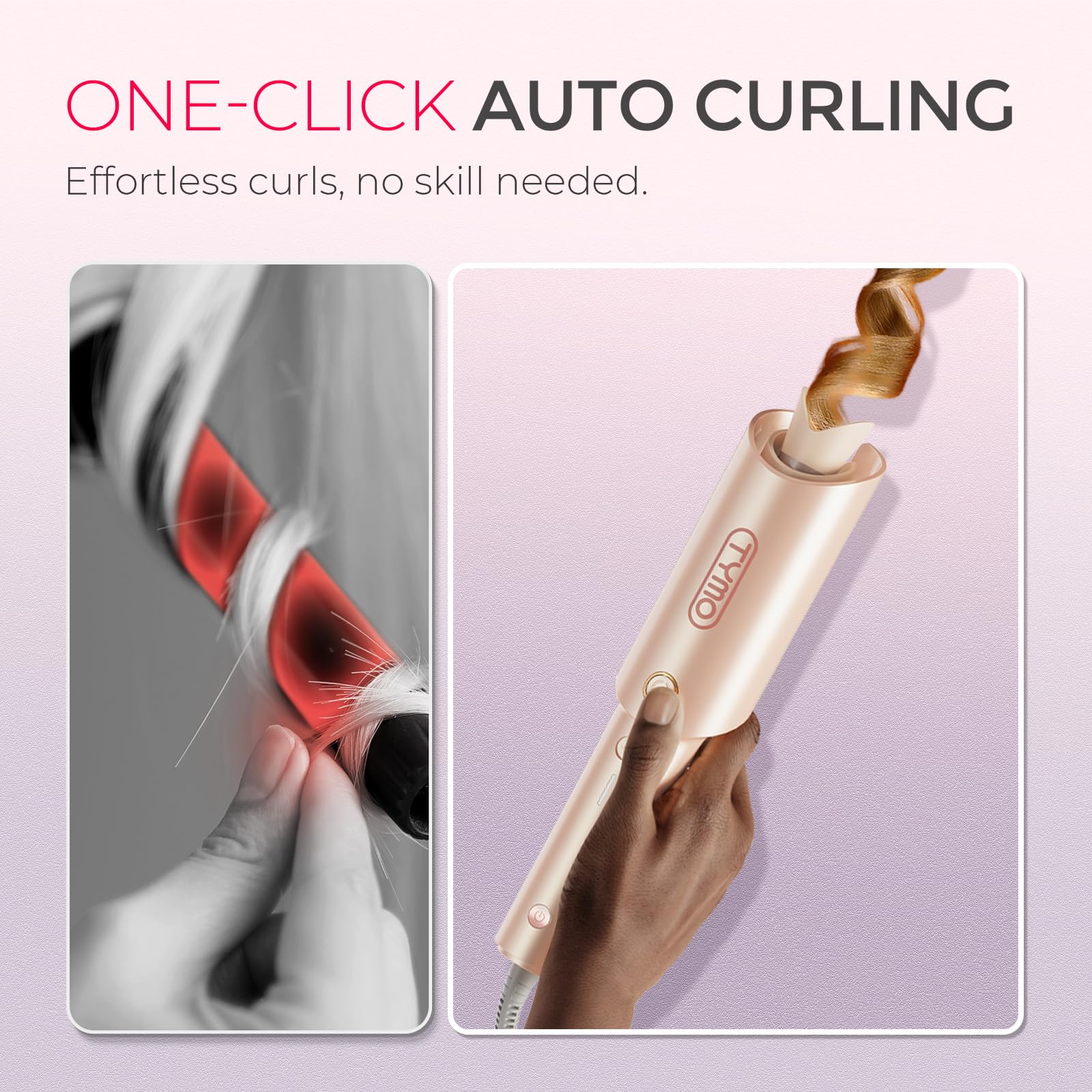 TYMO CurlPro automatic rotation curler enables quick, uniform styling