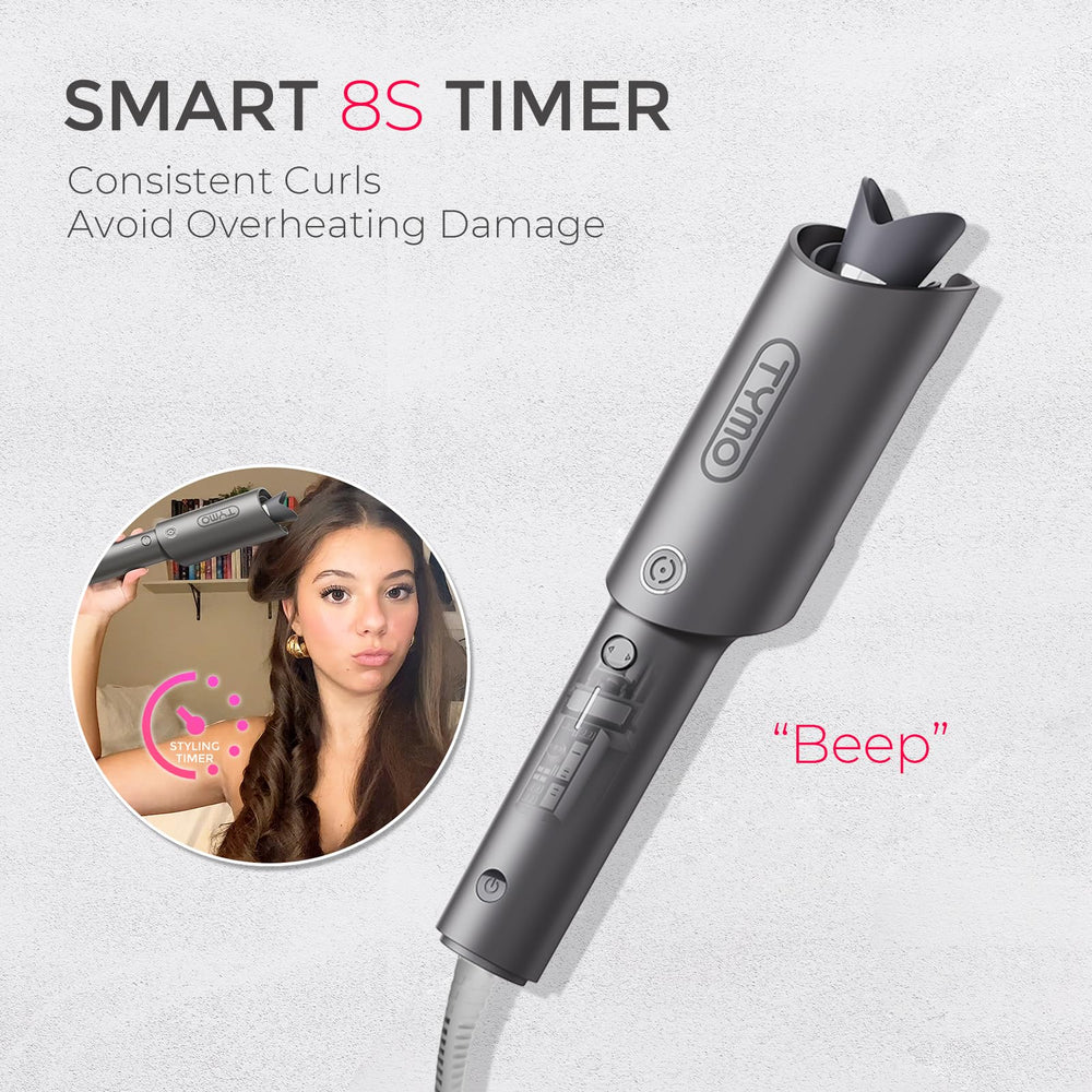 TYMO CURLPRO metallic gray finish offers a sleek, premium look.