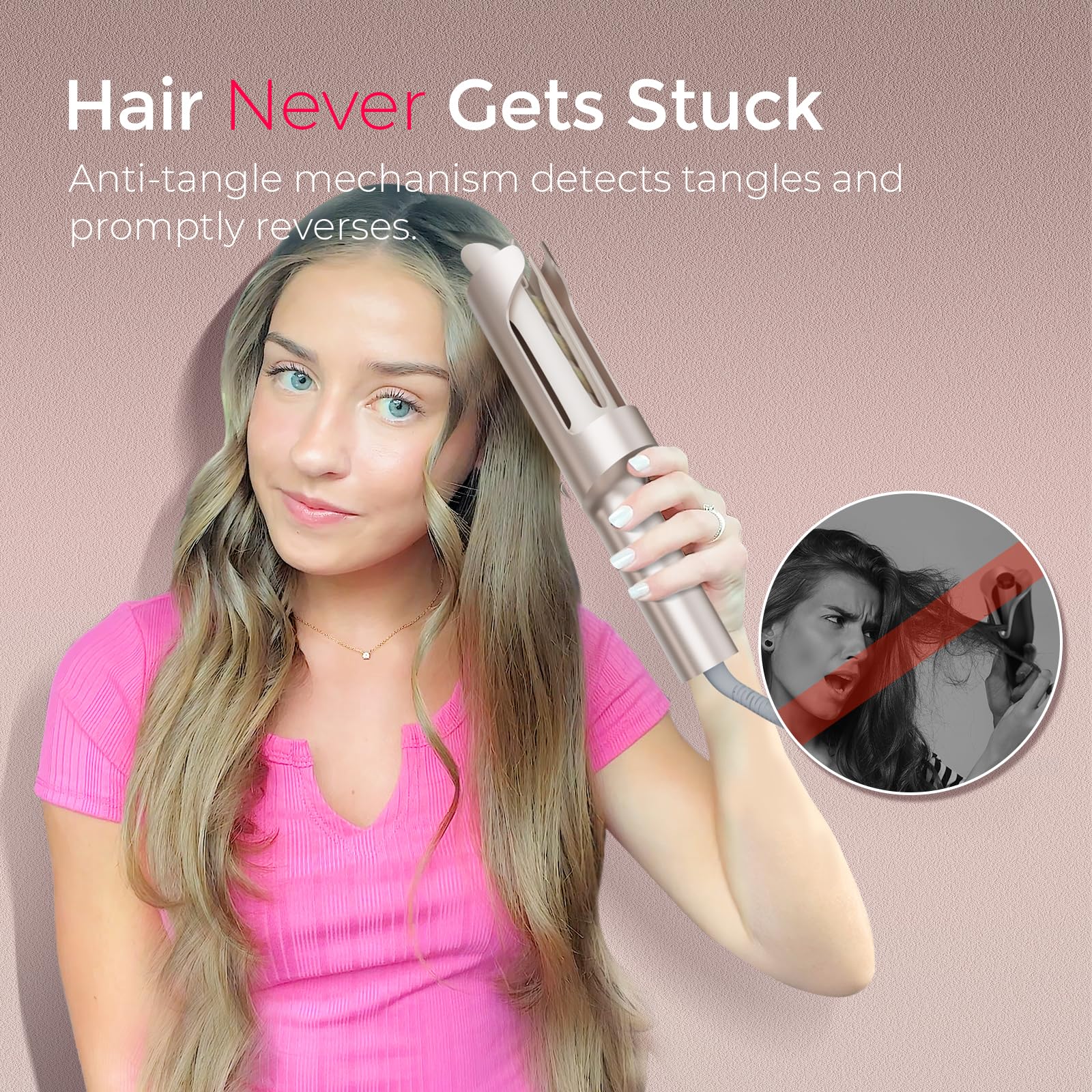 TYMO CurlPro Plus anti-tangle technology minimizes snags during curling