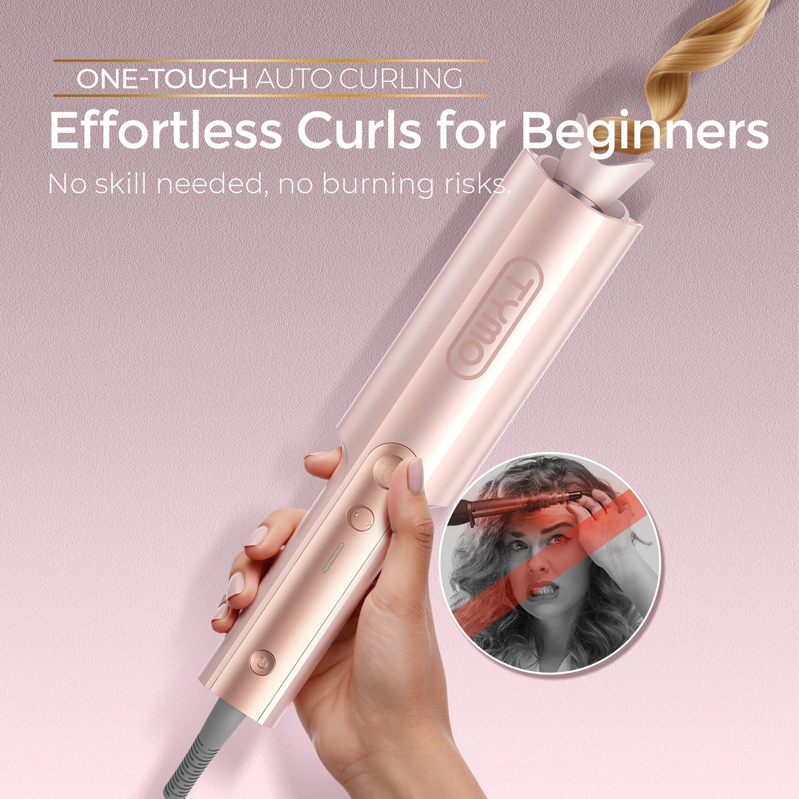 TYMO CurlPro Plus auto curl in action with one-button styling
