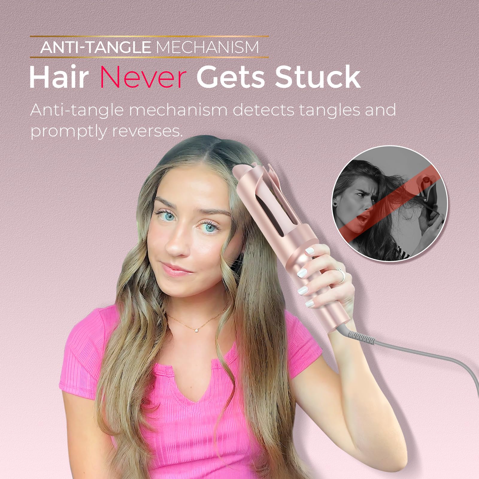 TYMO CurlPro Plus ionic tourmaline coating for shiny, frizz-free results.