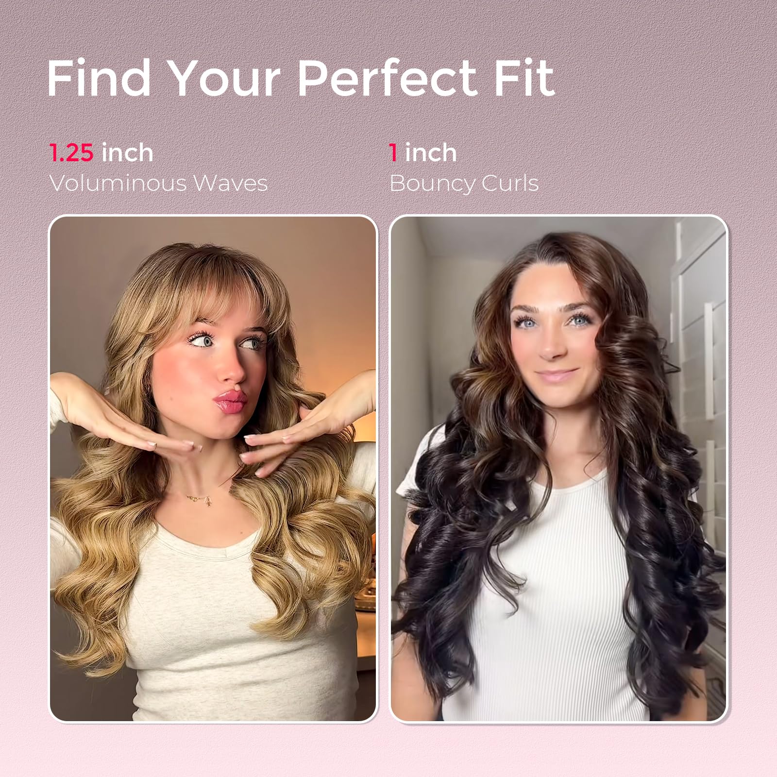 TYMO CurlPro Plus rotating barrel creates defined curls with long-lasting hold.