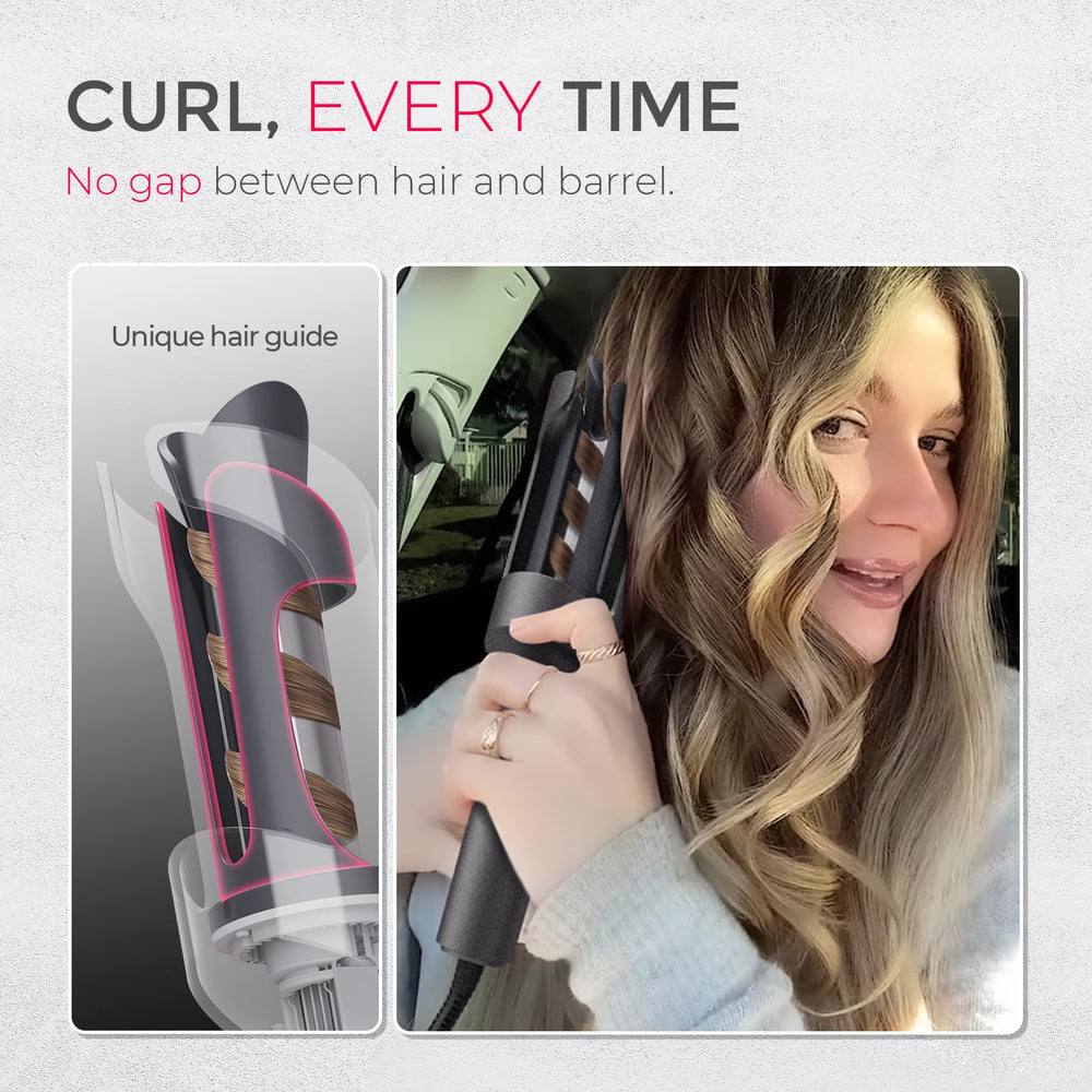 TYMO CURLPRO tourmaline ceramic coating provides a silky glide and glossy results.