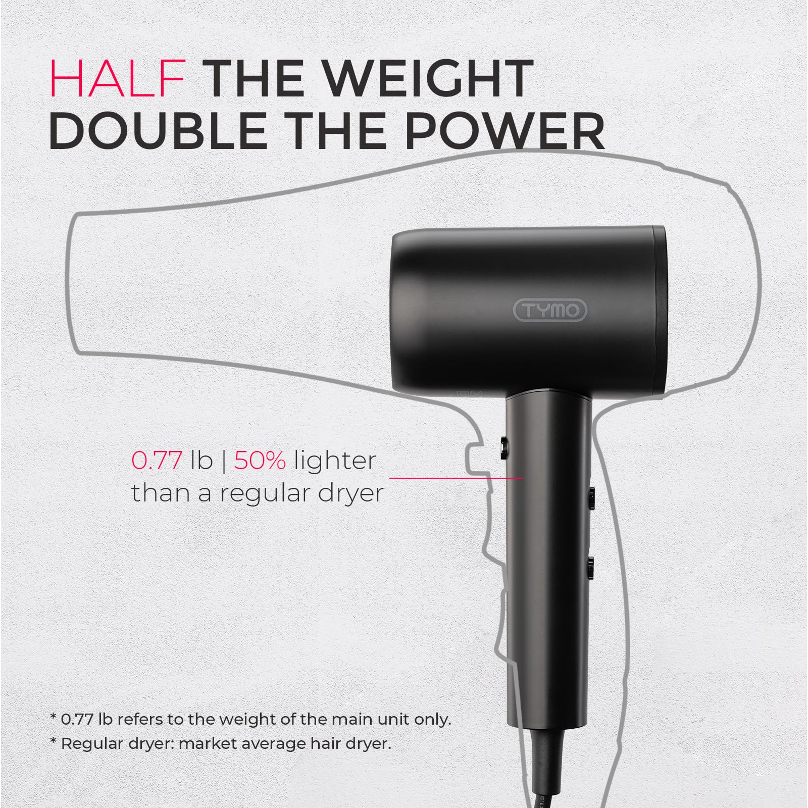 TYMO diffuser hair dryer lightweight design reduces arm fatigue