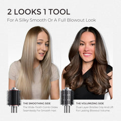 TYMO dual-bristle system with smoothing comb and lifting bristles for snag-free results