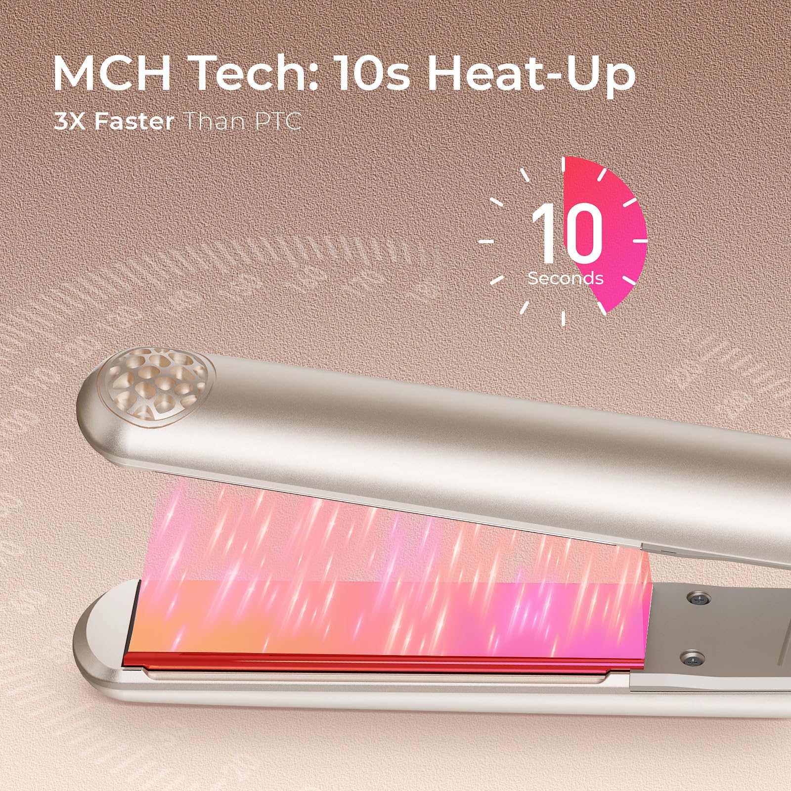 TYMO flat iron heats up in 10 seconds for quick styling