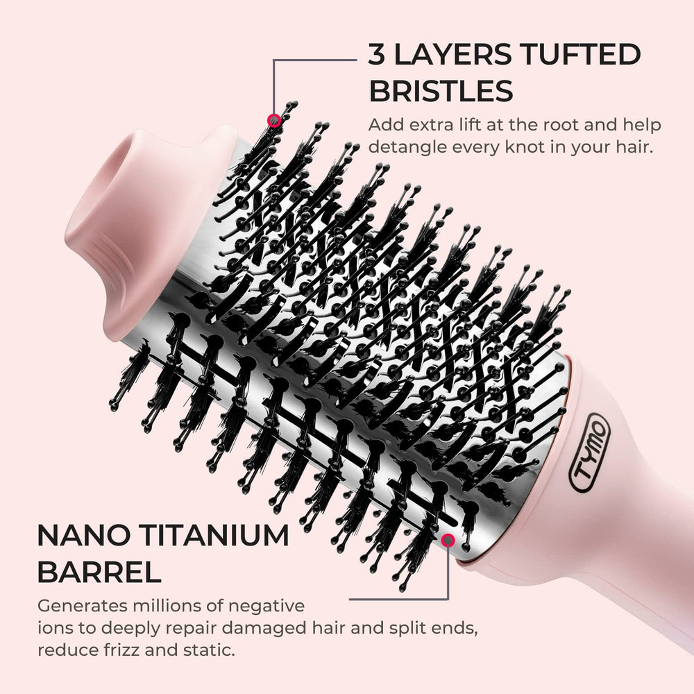 TYMO nylon pin bristles protect from burns while massaging the scalp