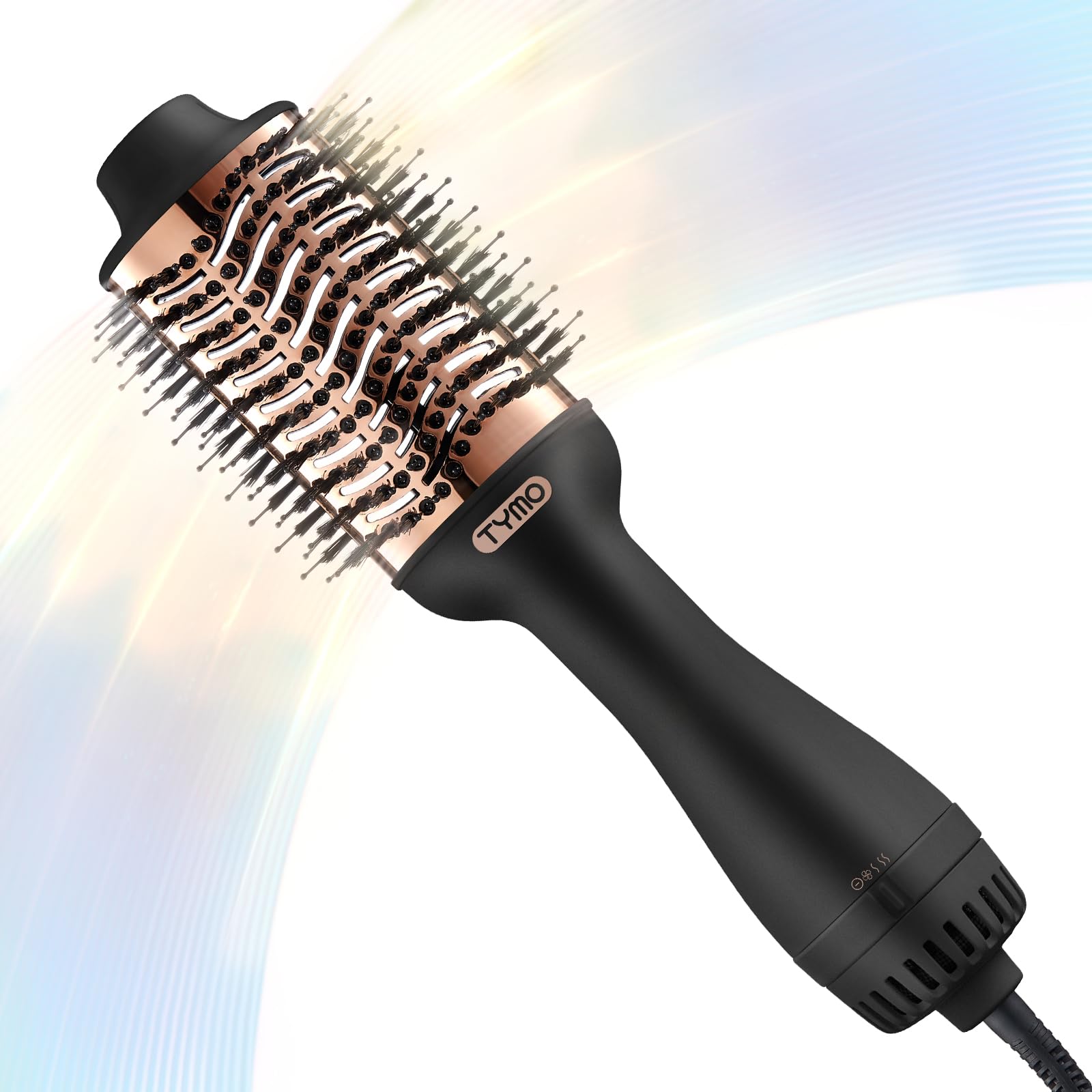 TYMO hair dryer brush with oval titanium barrel for smooth frizz-free blowouts