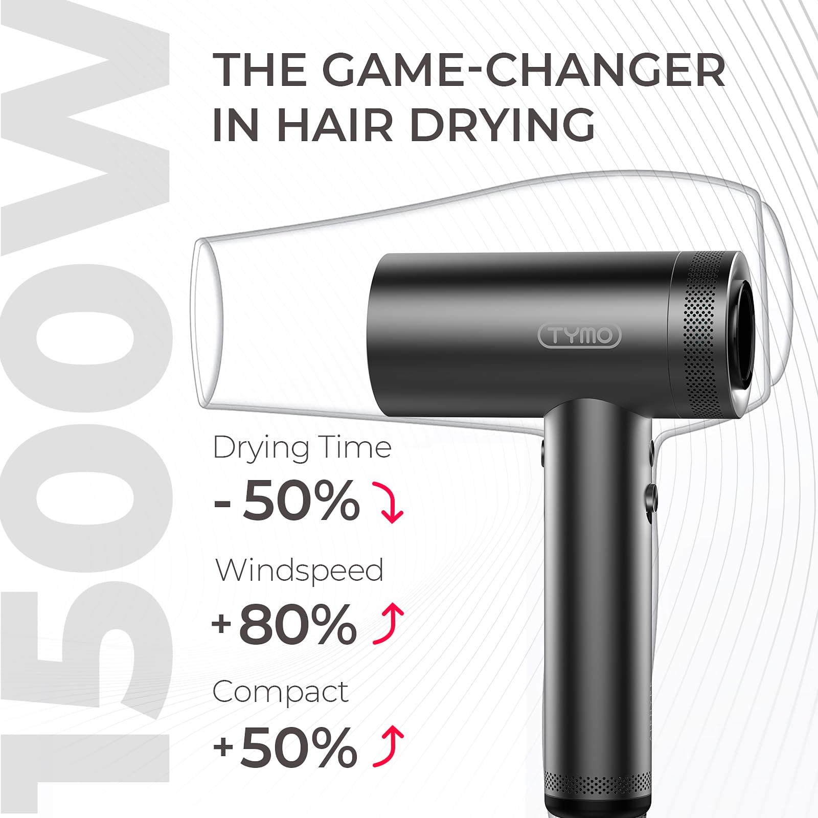 TYMO smoothing nozzle reduces frizz for sleek results
