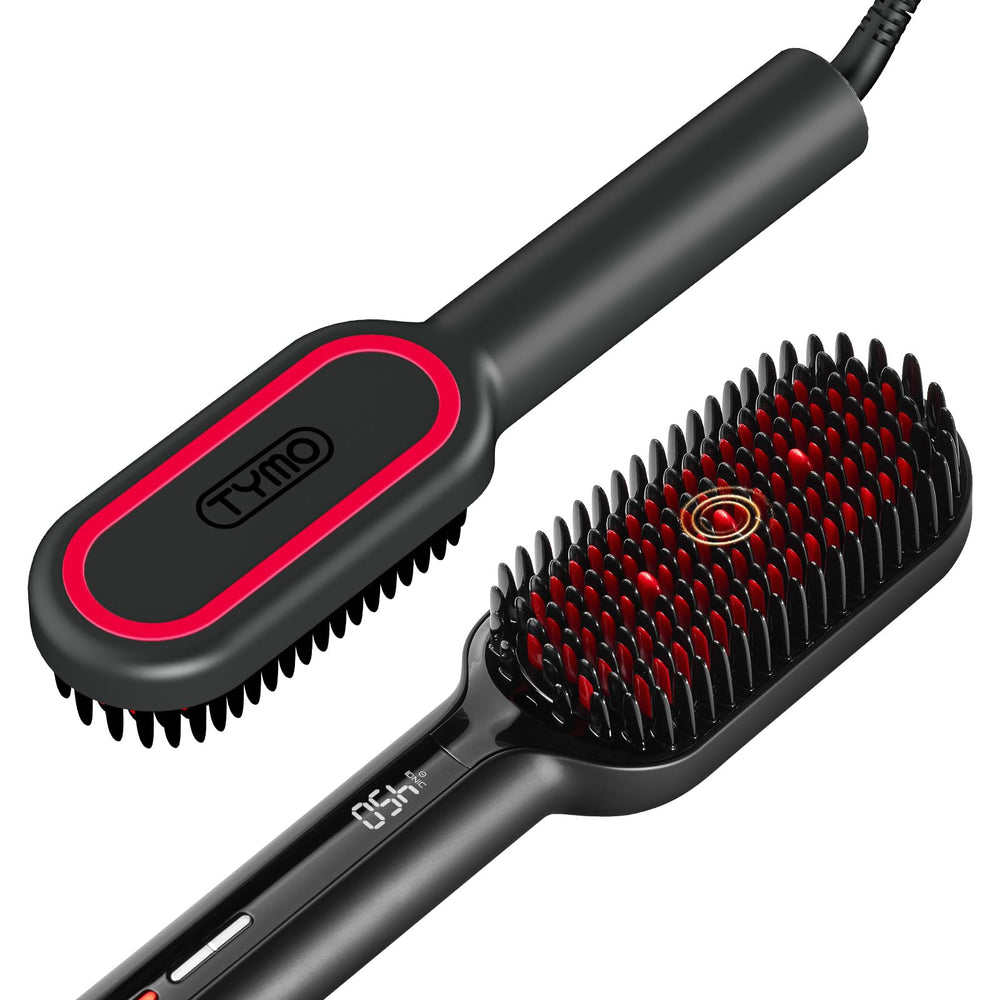 TYMO hair straightener brush with dense bristles for faster styling.