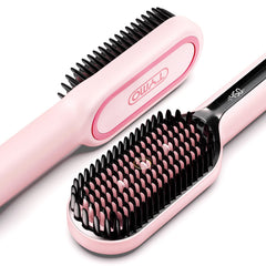TYMO hair straightener brush with dense bristles for faster, smoother styling.