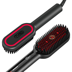 TYMO hair straightener brush with dense bristles for faster styling.