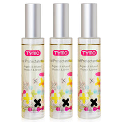 TYMO heat protectant bottle with argan oil for high-heat styling protection.