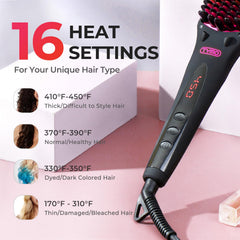 TYMO Ionic Hair Straightener Brush heats quickly in about 30 seconds.