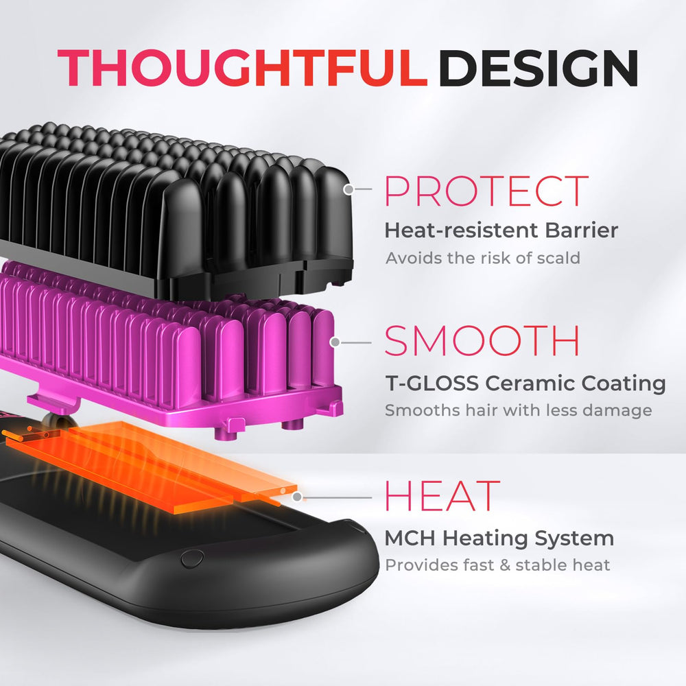 TYMO Ionic Hair Straightener Brush auto-off helps keep styling safe.