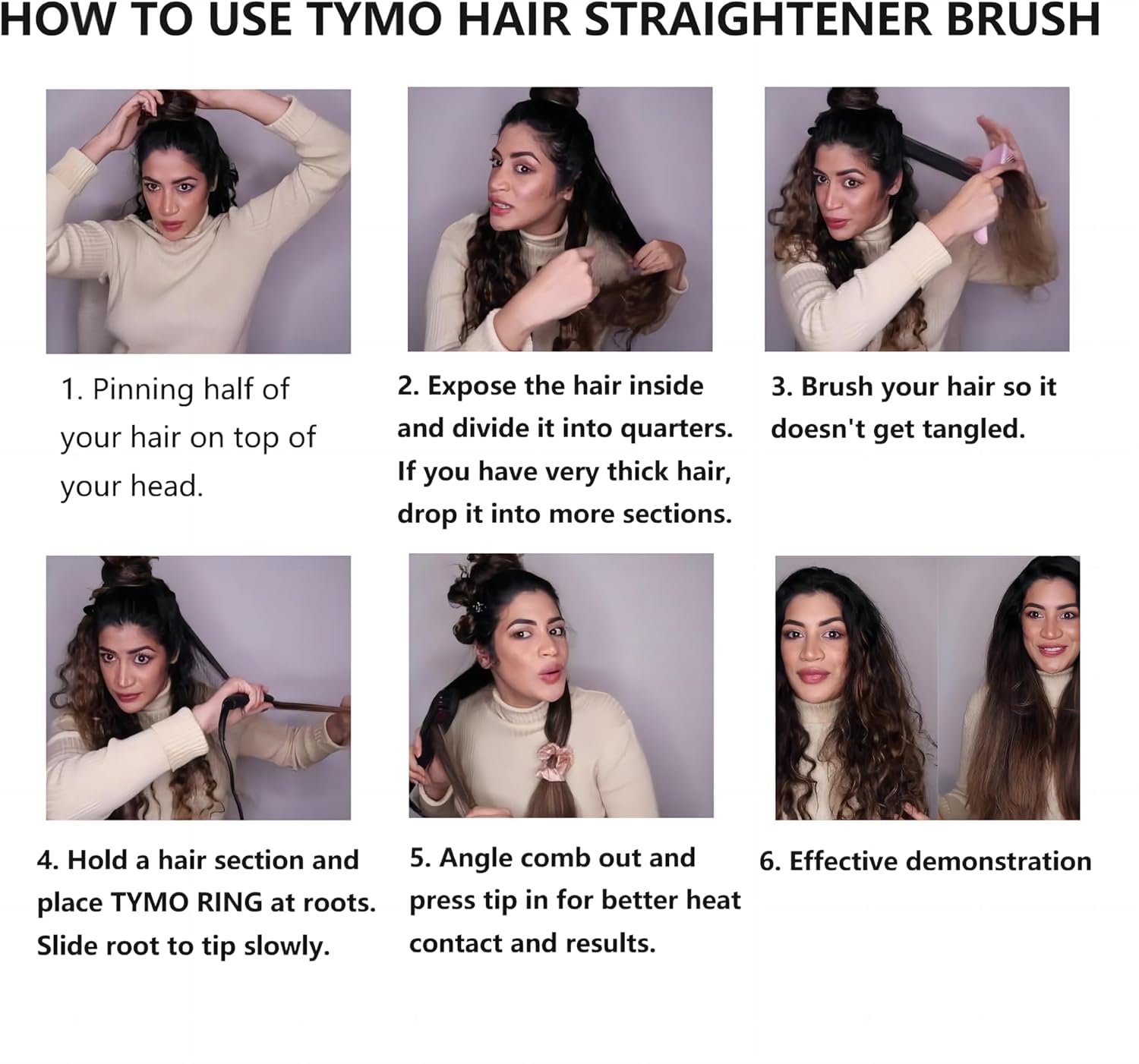 TYMO Ionic Hair Straightener Brush delivers frizz-free, smooth styling results.