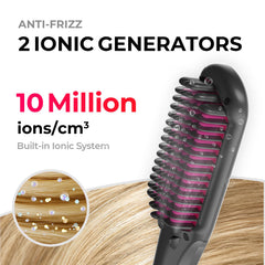 TYMO Ionic Hair Straightener Brush releases millions of negative ions for silky shine.