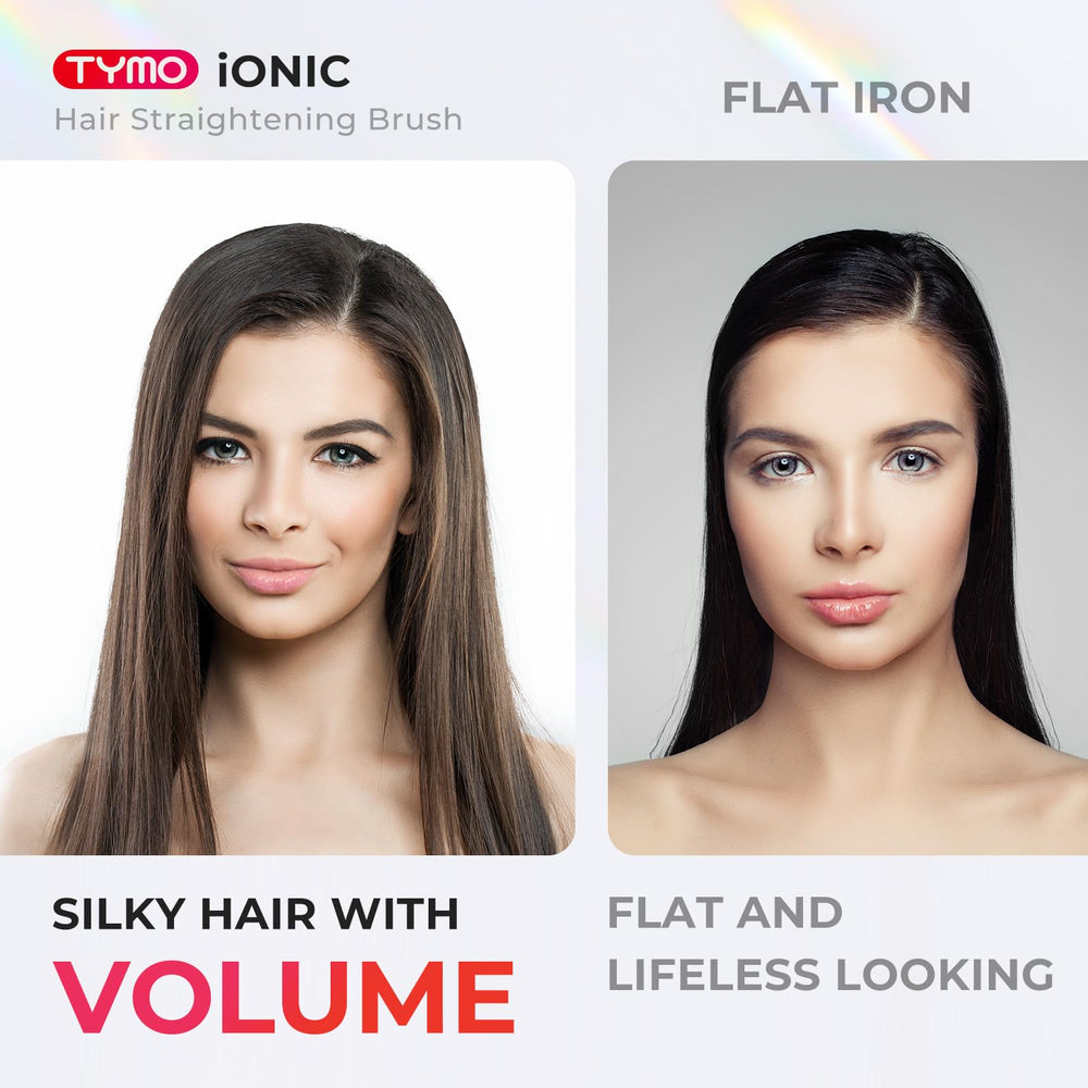 TYMO Ionic Hair Straightener Brush wide-comb pitch reduces hair breakage.