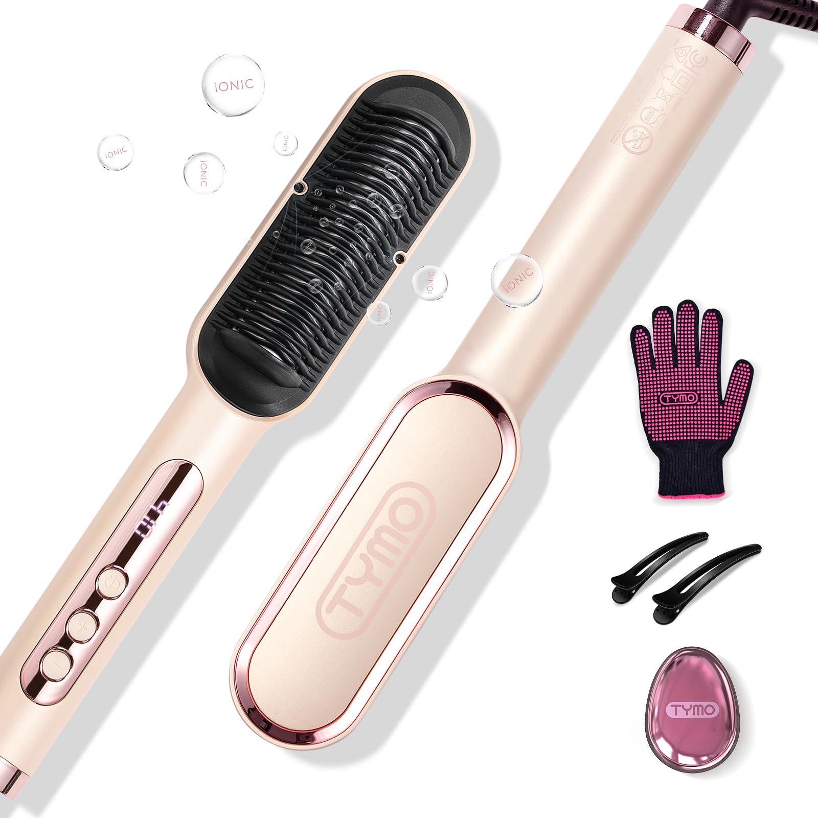 TYMO Ring Plus close-up showing the ionic brush for smooth, frizz-free styling.