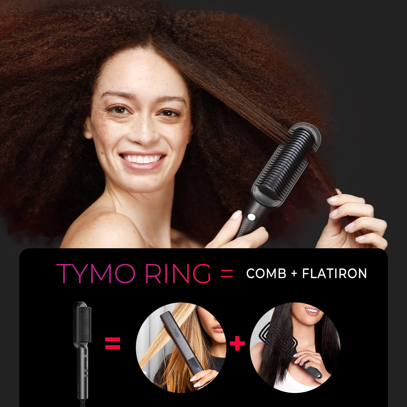 TYMO Ring 3D brush teeth close-up showing even heat distribution