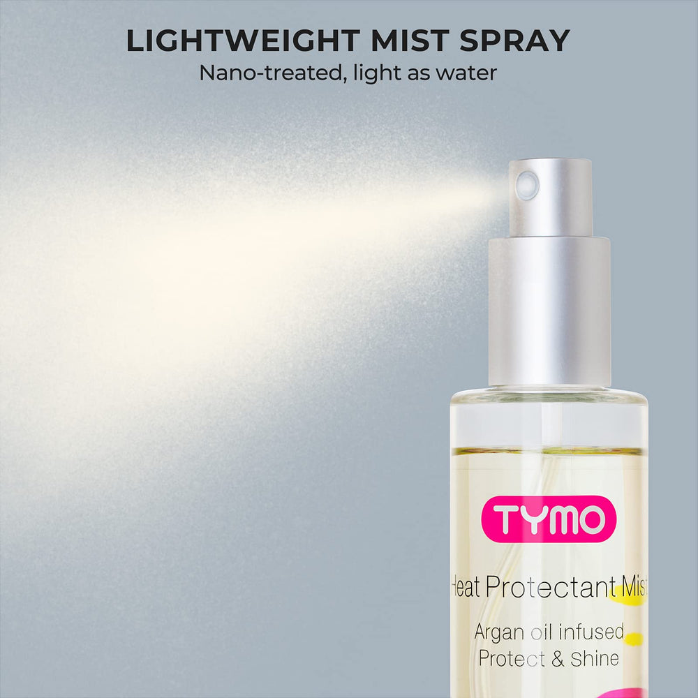 TYMO bottle shows salon-grade styling results when used with heated tools.