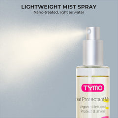 TYMO bottle shows salon-grade styling results when used with heated tools.