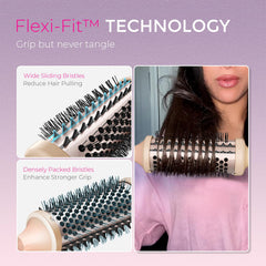 TYMO STYLUX flexi-fit bristles demonstrate gentle detangling during styling