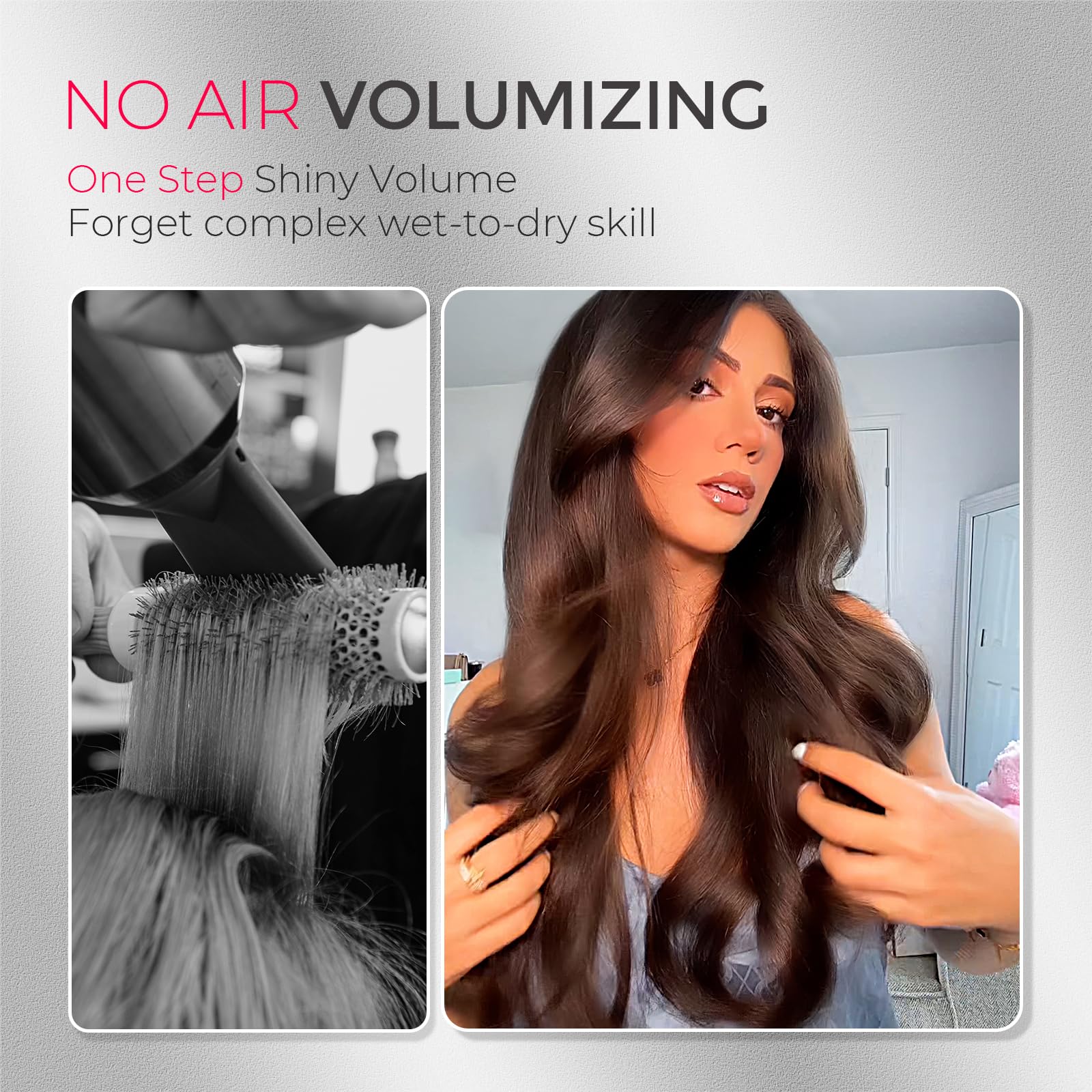 TYMO Stylux flexi-fit bristles demonstrate even distribution for gentle styling.