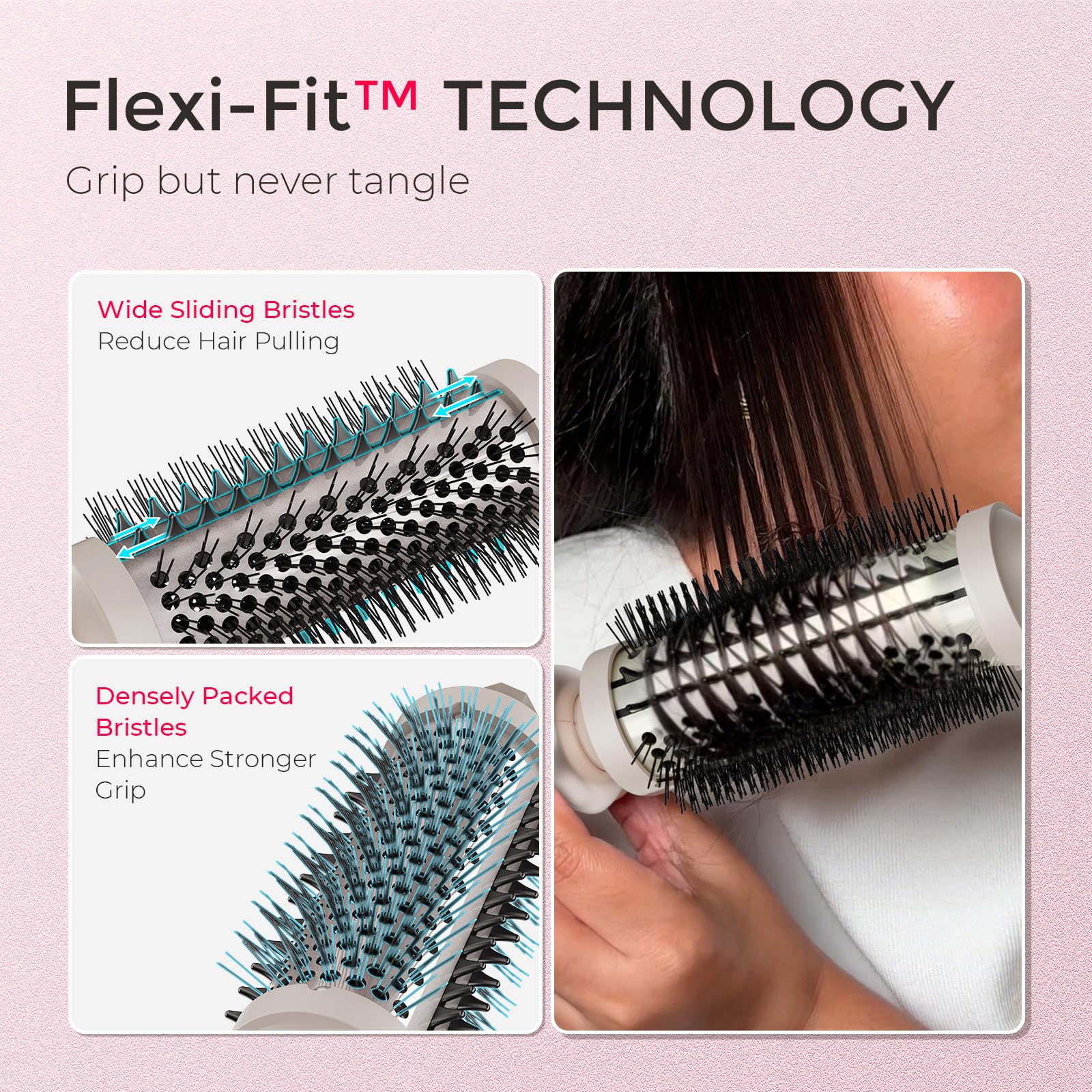 TYMO Stylux bristle-detail close-up shows ergonomic nylon bristles gliding gently.