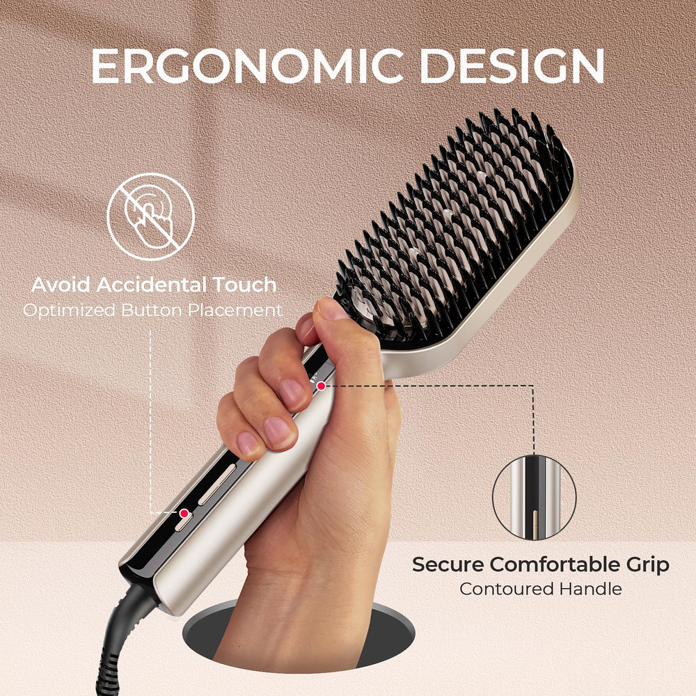 TYMO tourmaline ceramic bristles glide through hair for shine.