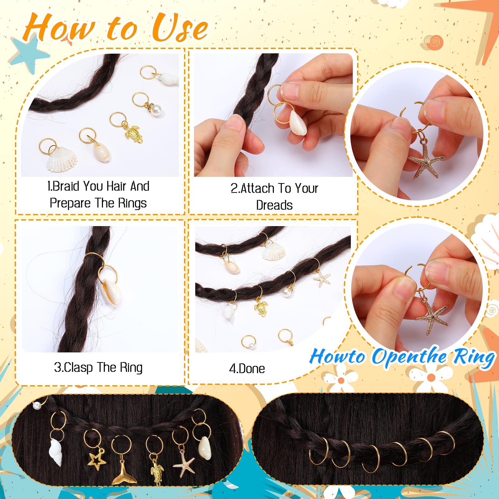 Tyqour clip para cabello dorado con concha, útil para asegurar trenzas rápido.