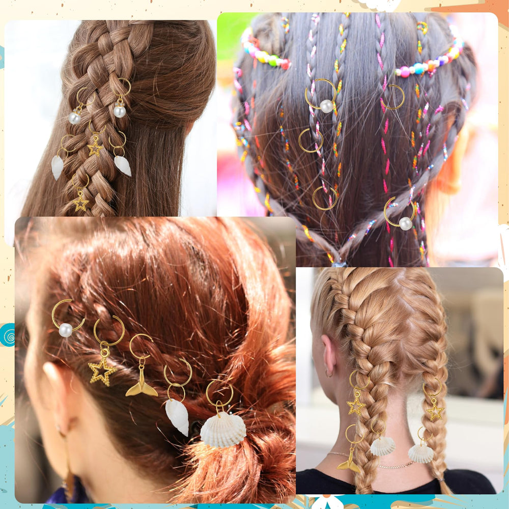 Tyqour conchas doradas para trenzas, acentos elegantes para peinados en cualquier ocasión.