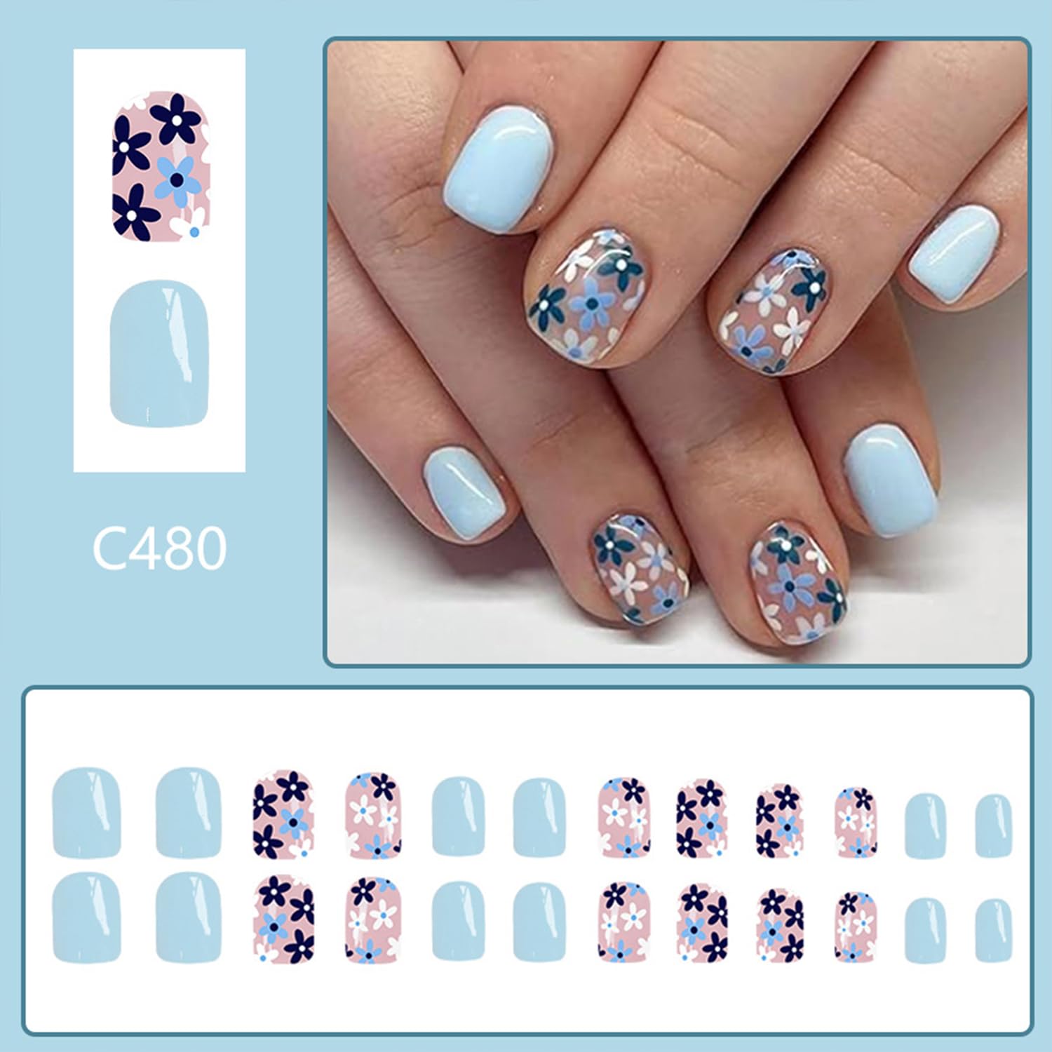 Kit Tyuimhx de uñas pegables, 24 piezas listos para estrenarse.