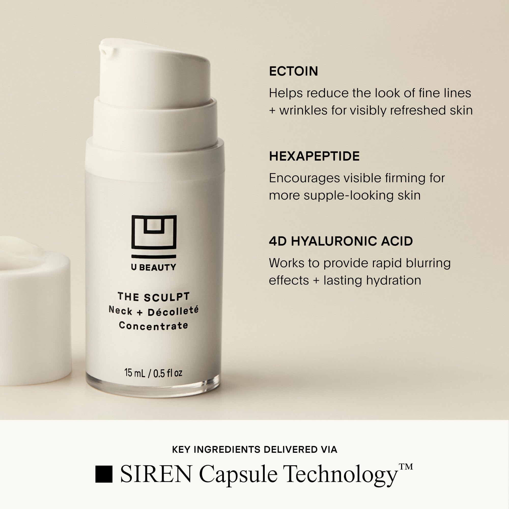 U Beauty SCULPT close-up highlighting 4D Hyaluronic Acid feature.