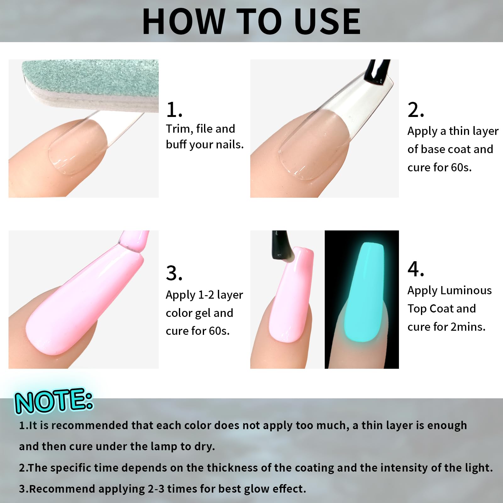 U-Shinein glow top coat blue Halloween nail look