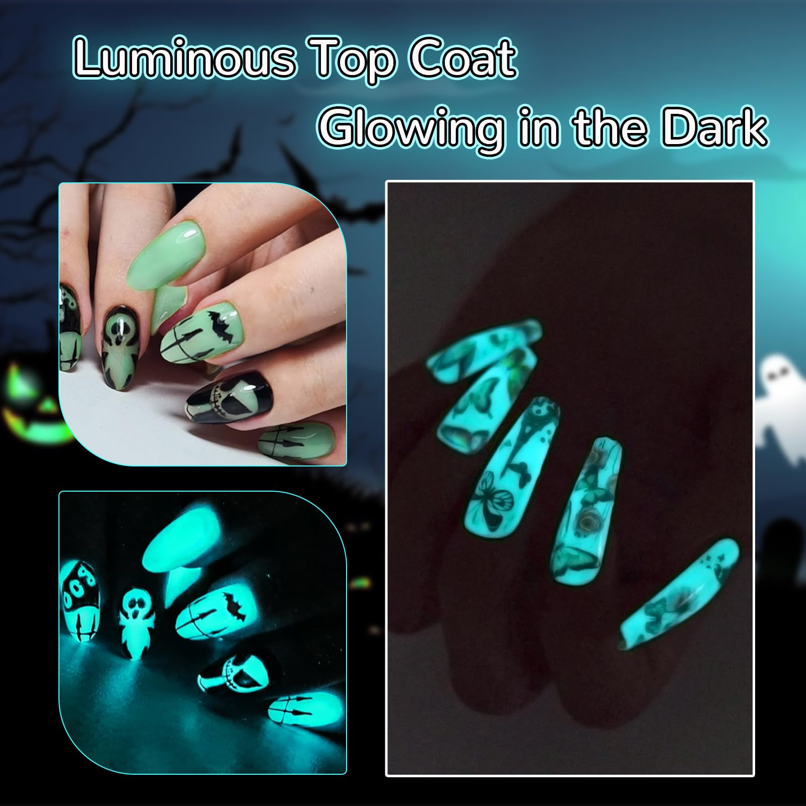 U-Shinein glow top coat blue under LED light effect