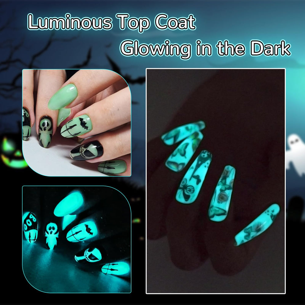U-Shinein glow top coat blue under LED light effect