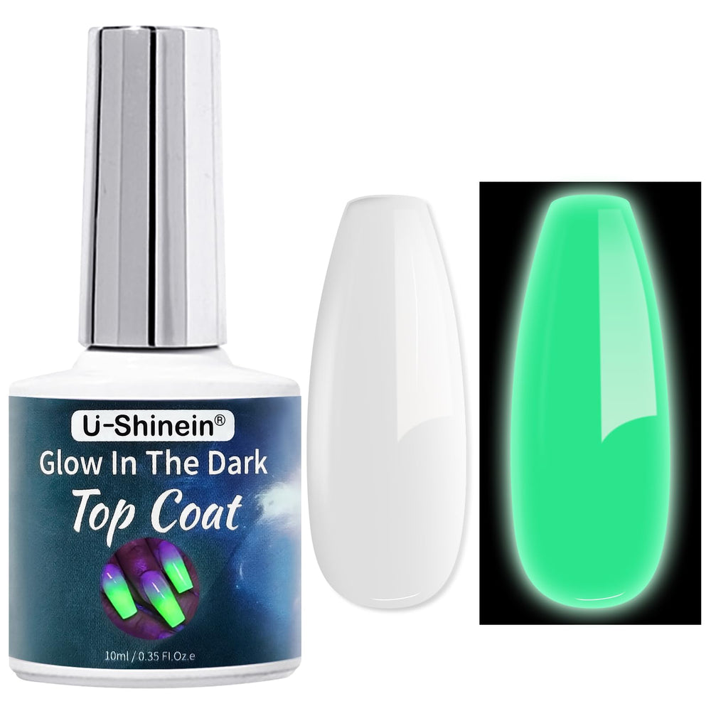 U-Shinein Glow Top Coat bottle glows in the dark for a luminous finish.