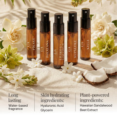 Ua Body Kiele Gardenia mist near neckline, fresh green notes for airy wear.