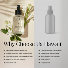 Body mist application on skin demonstrating a breathable, silky veil.