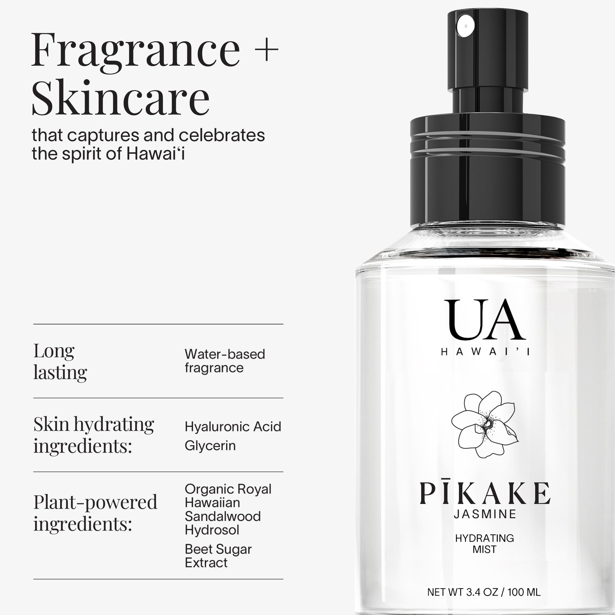 Pikake Hair Mist being sprayed on hair for a subtle lift and scent.