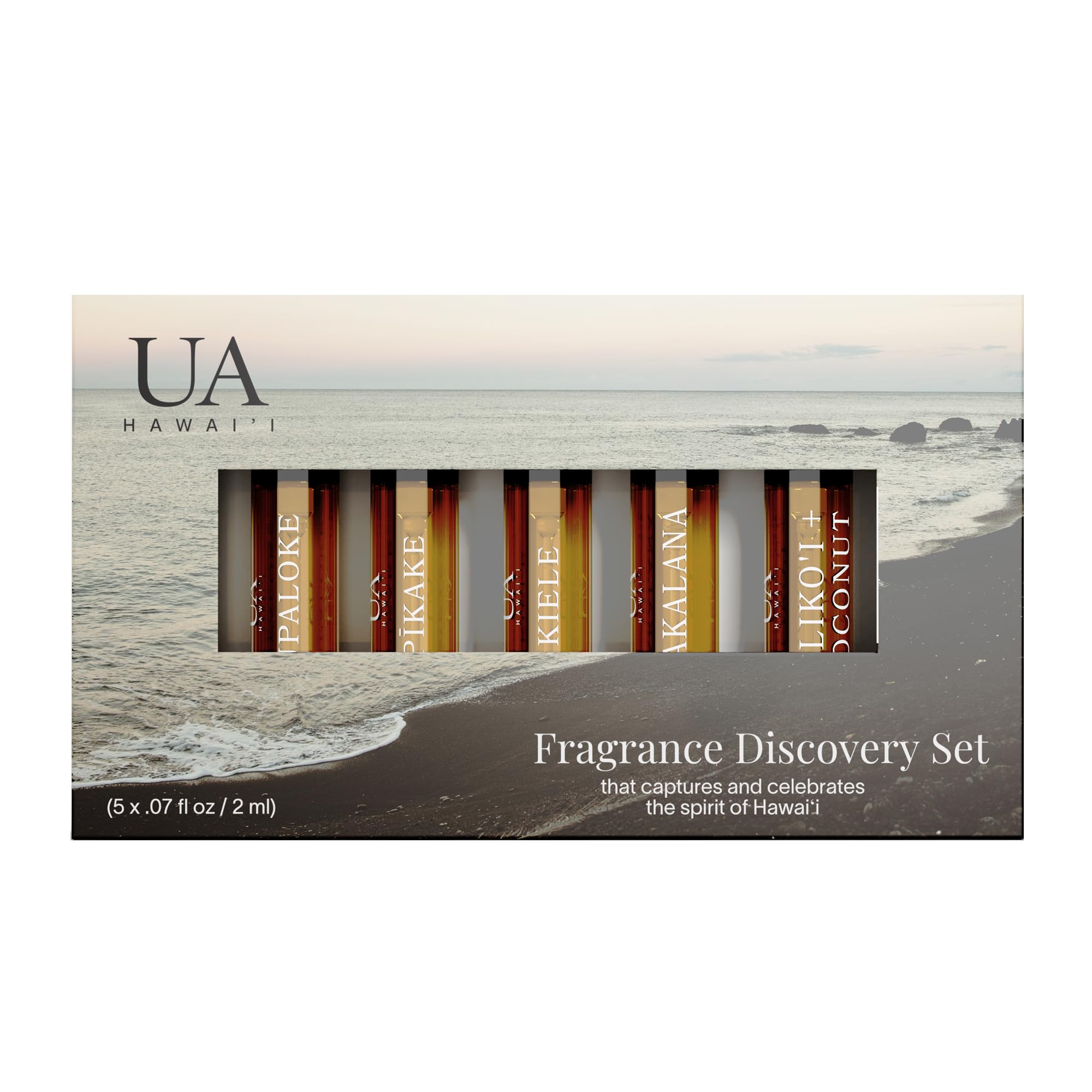 Ua Body Variety Pack bottles arranged for a clean, island-inspired skincare and scent routine, daily refresh.