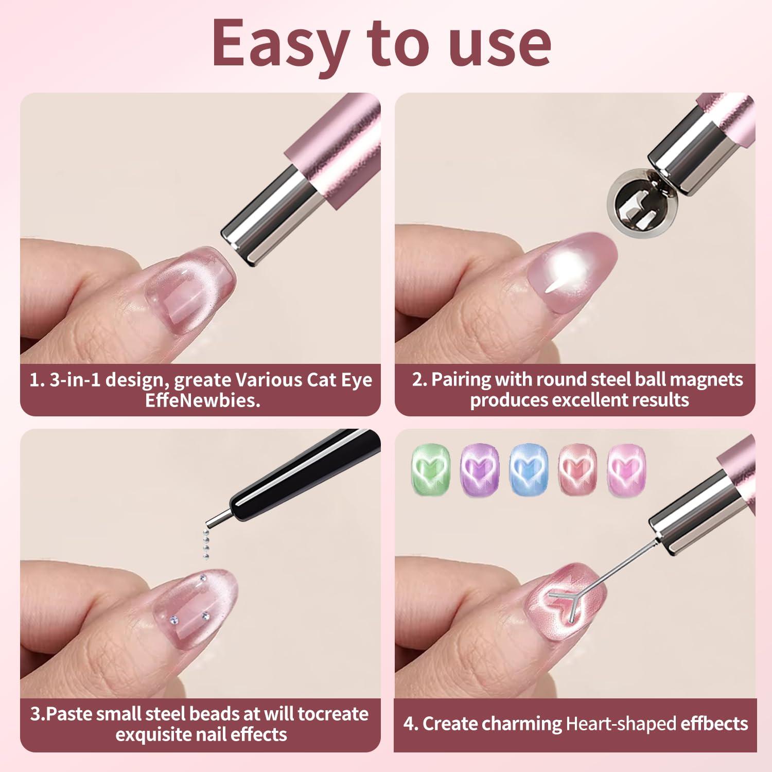 Uadbau dual-head cat eye magnet enables wide gradient and fine line effects.