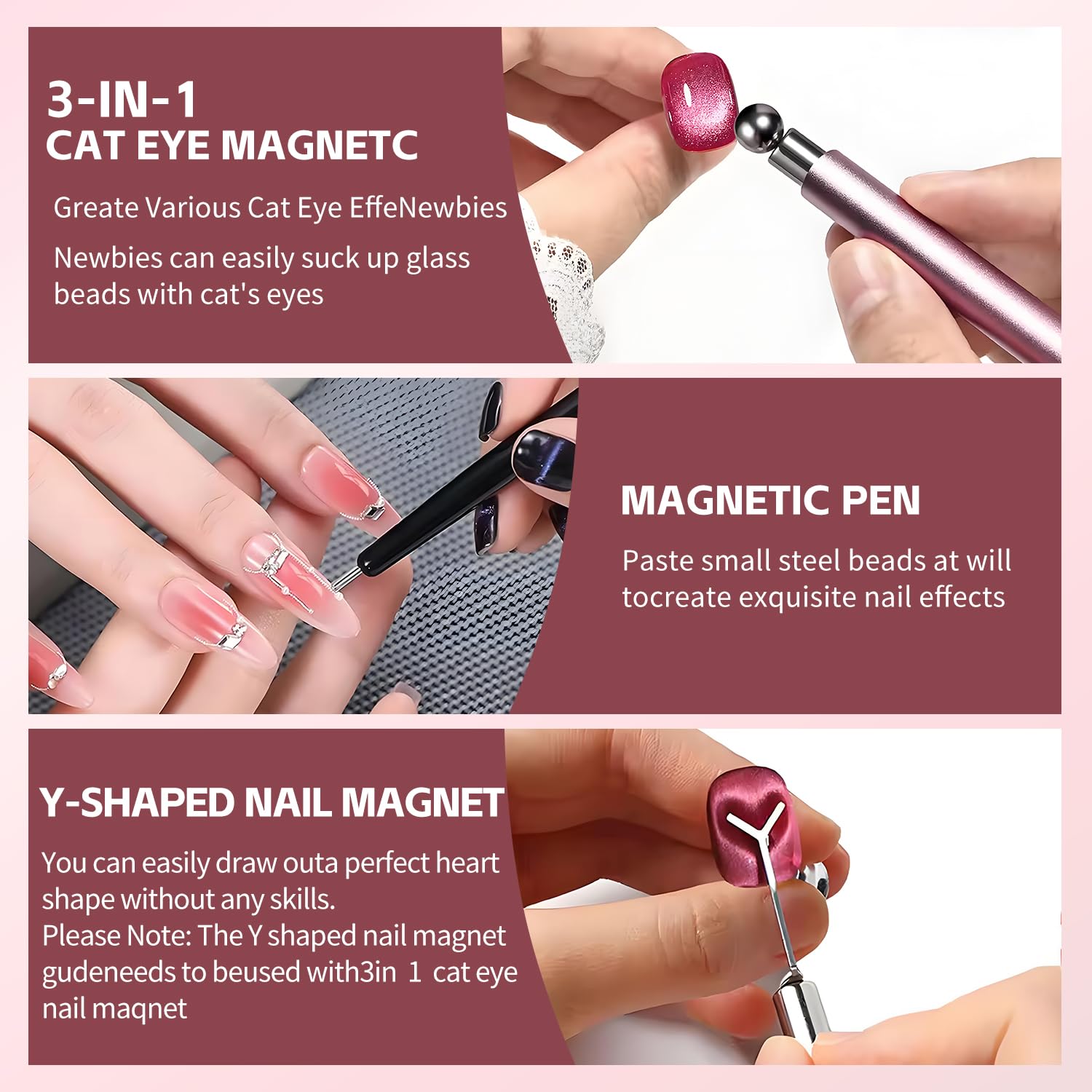 Uadbau second heart magnet tool enables symmetric heart cat eye accents.
