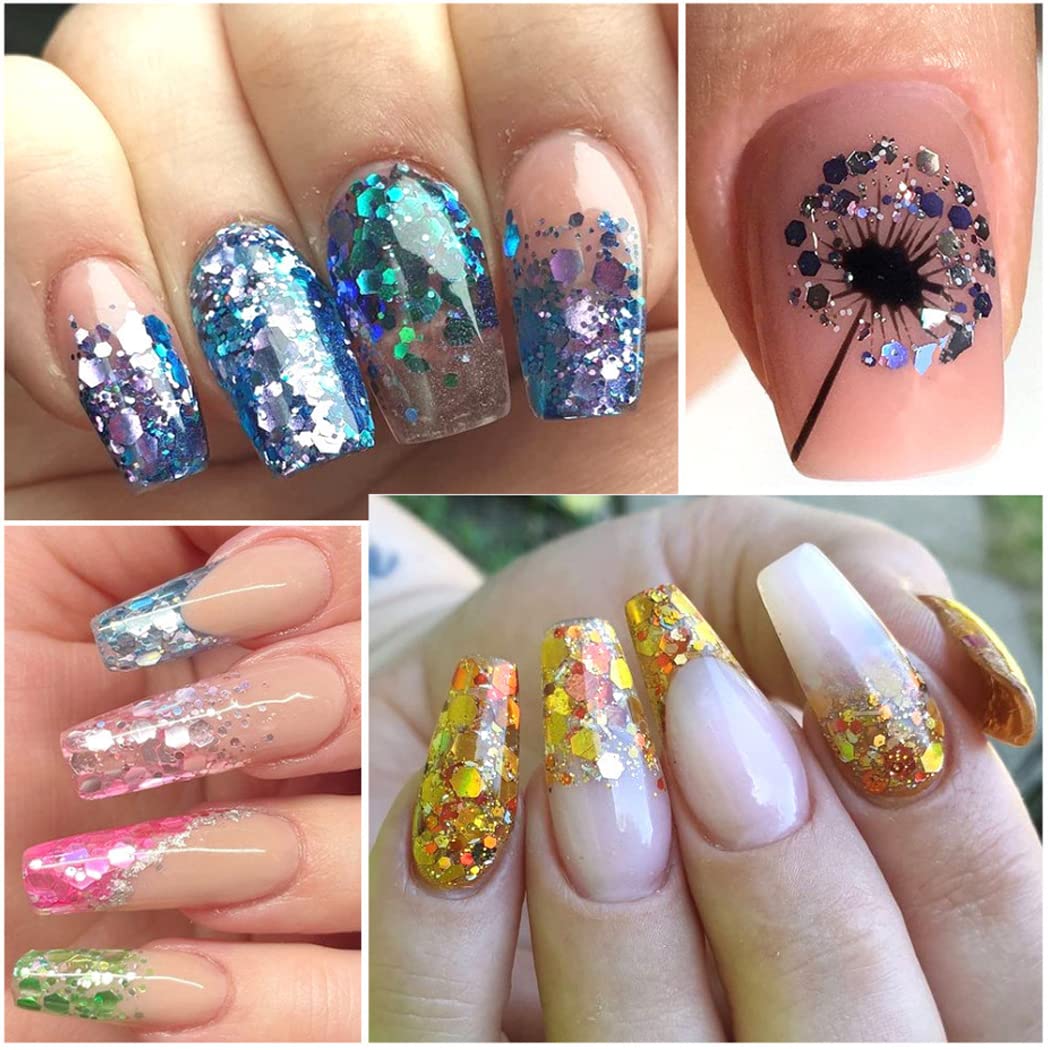 UARUOGP chunky glitter for bold, eye-catching nail art on fingers and toes.