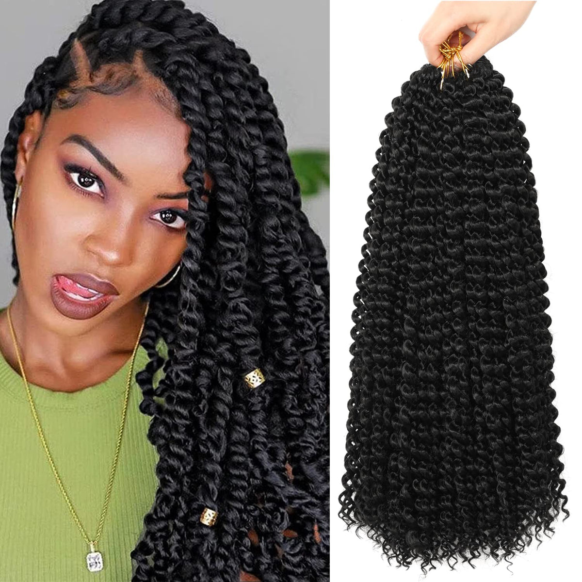 Ubeleco Passion Twist Hair 18in packaging highlighting premium low-temperature fibers for safe styling