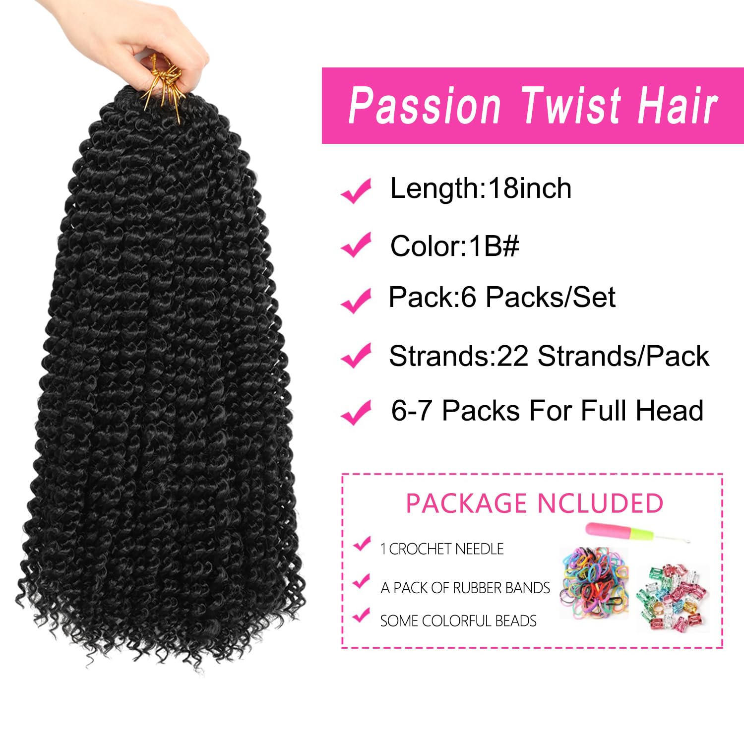 Ubeleco Passion Twist Hair with 22 strands per pack for fuller head coverage