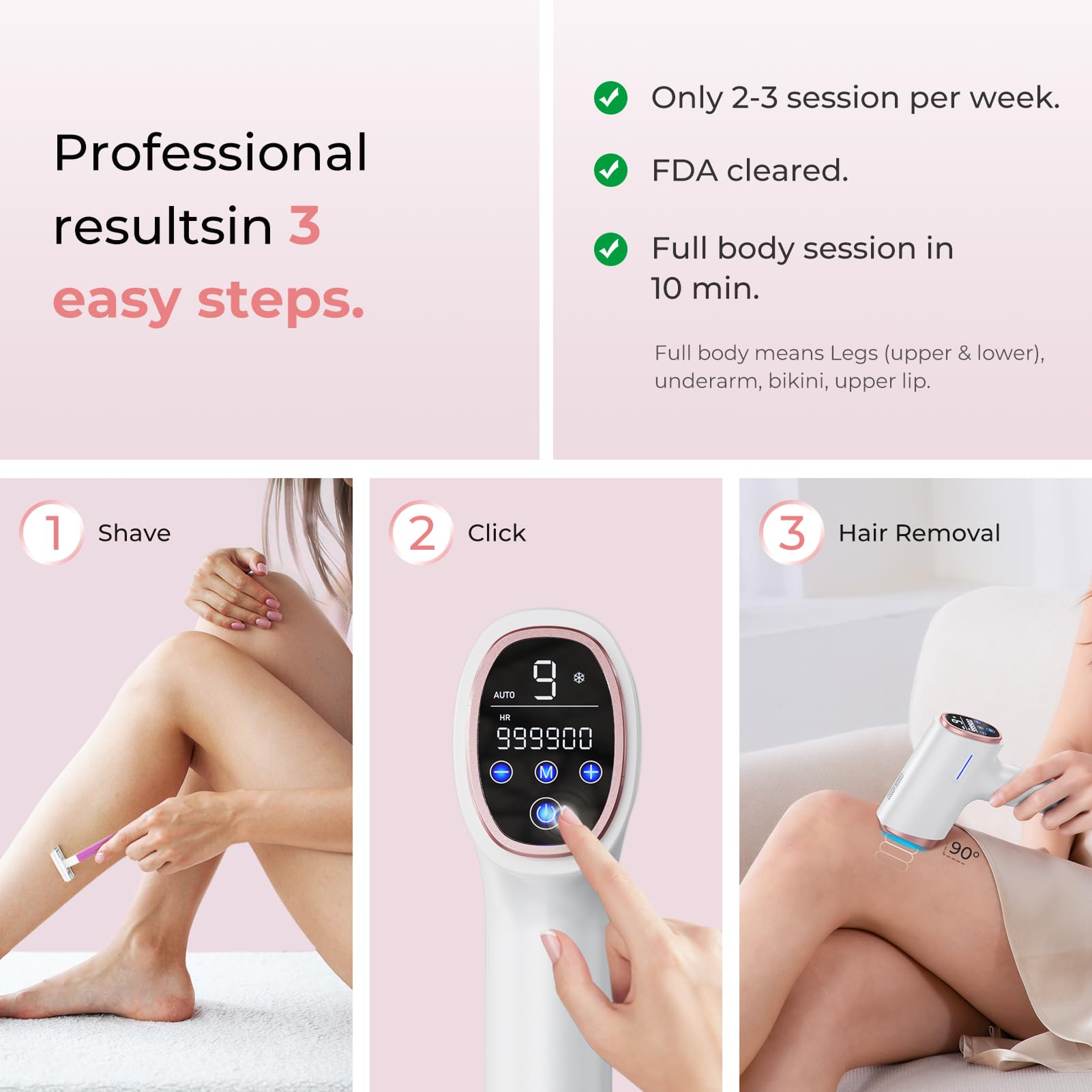Ubroo IPL hair removal bikini area for sensitive zones with ice-cooling comfort.